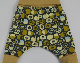 Organic Cotton Baby Harem Pants, Apple Print Grow-with-Me Leggings