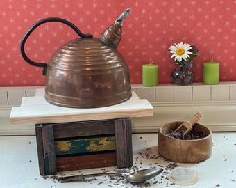 Vintage Copper Beehive Tea Kettle with Falcon Whistle