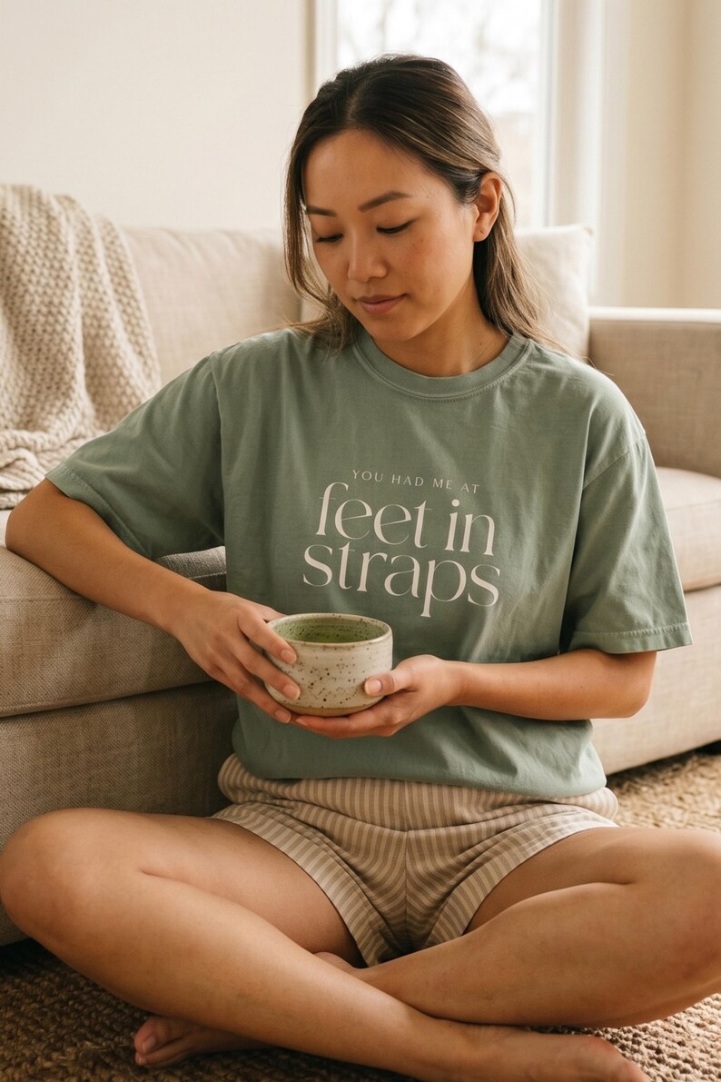 You Had Me At Feet In Straps Tee | Reformer Pilates Comfort Colors | Pilates Girl Gift image 2