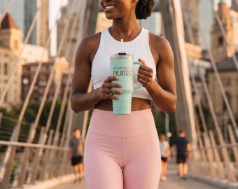 Slow Mornings and Pilates Insulated Tumbler 40oz | Pilates Princess Aesthetic | Soft Girl Pilates Gift