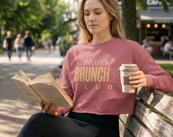 Sudadera corta Pilates Brunch Club Bella Canvas 7503 | Estilo Princesa Pilates | Ropa de estar por casa Soft Girl