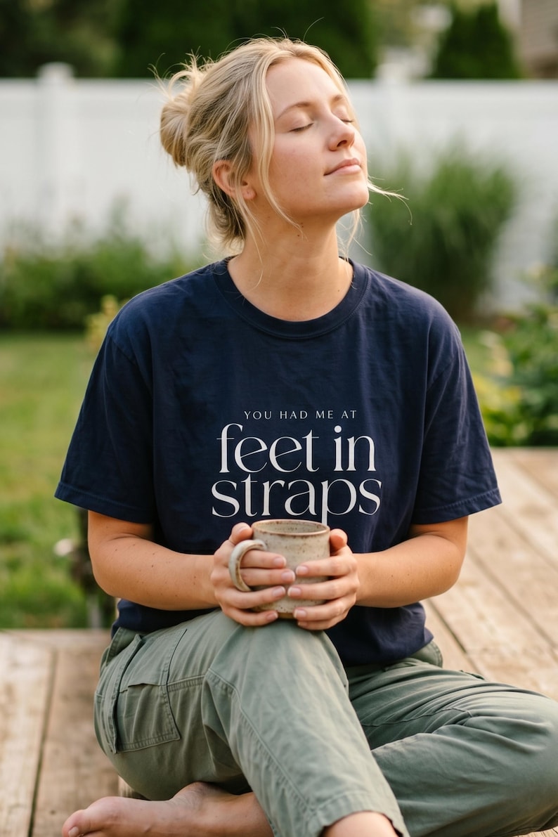 You Had Me At Feet In Straps Tee | Reformer Pilates Comfort Colors | Pilates Girl Gift image 3