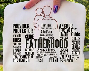 Fatherhood Typography Tshirt Design, Dad Word Cloud PNG, Trending Father's Day Gift, Father Silhouette Graphic, Dad Word Collage Sublimation