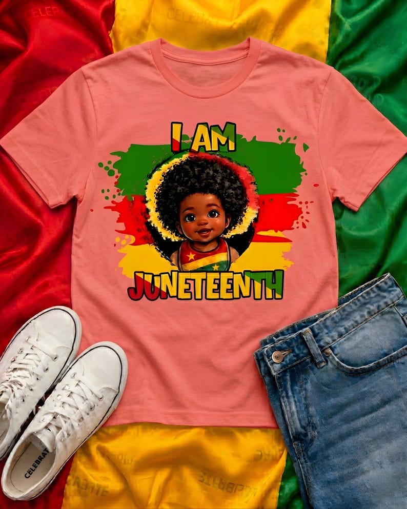I Am Juneteenth Shirt PNG, Black Baby Afro Tee, Freedom Day Shirt, African American Art Tee, Black History Shirt, Juneteenth Gift for Kids