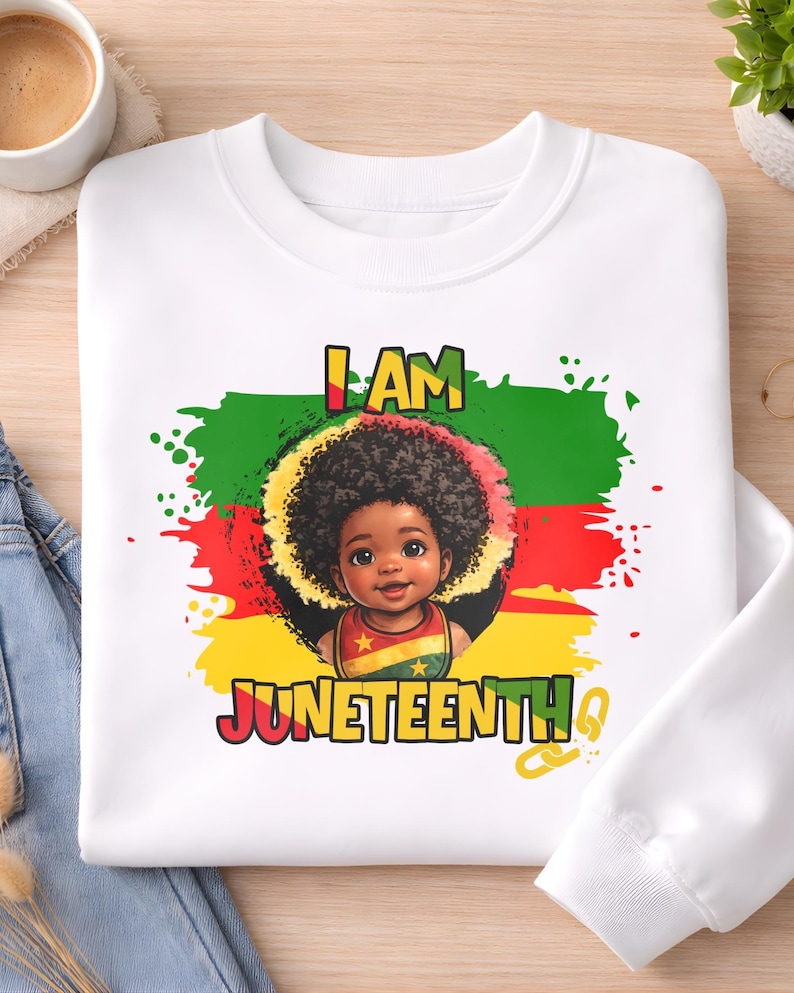 I Am Juneteenth Shirt PNG, Black Baby Afro Tee, Freedom Day Shirt, African American Art Tee, Black History Shirt, Juneteenth Gift for Kids