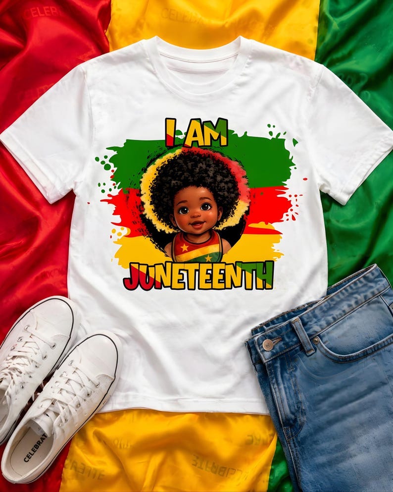 I Am Juneteenth Shirt PNG, Black Baby Afro Tee, Freedom Day Shirt, African American Art Tee, Black History Shirt, Juneteenth Gift for Kids