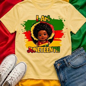 I Am Juneteenth Shirt PNG, Black Baby Afro Tee, Freedom Day Shirt, African American Art Tee, Black History Shirt, Juneteenth Gift for Kids