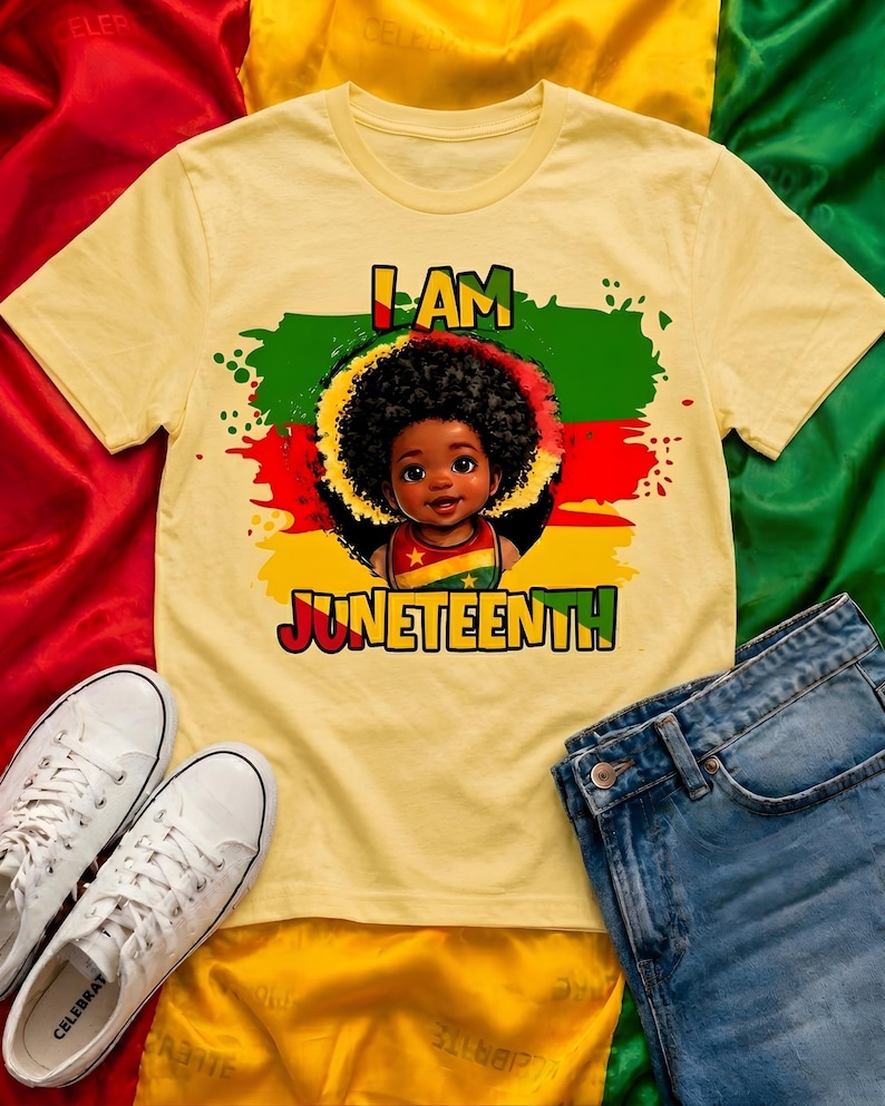I Am Juneteenth Shirt PNG, Black Baby Afro Tee, Freedom Day Shirt, African American Art Tee, Black History Shirt, Juneteenth Gift for Kids