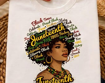 Juneteenth Mama Shirt PNG, Black Queen Afro American Design, Black History Word Cloud Graphic, Melanin Power Woman Pride Word Collage Art