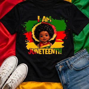 I Am Juneteenth Shirt PNG, Black Baby Afro Tee, Freedom Day Shirt, African American Art Tee, Black History Shirt, Juneteenth Gift for Kids