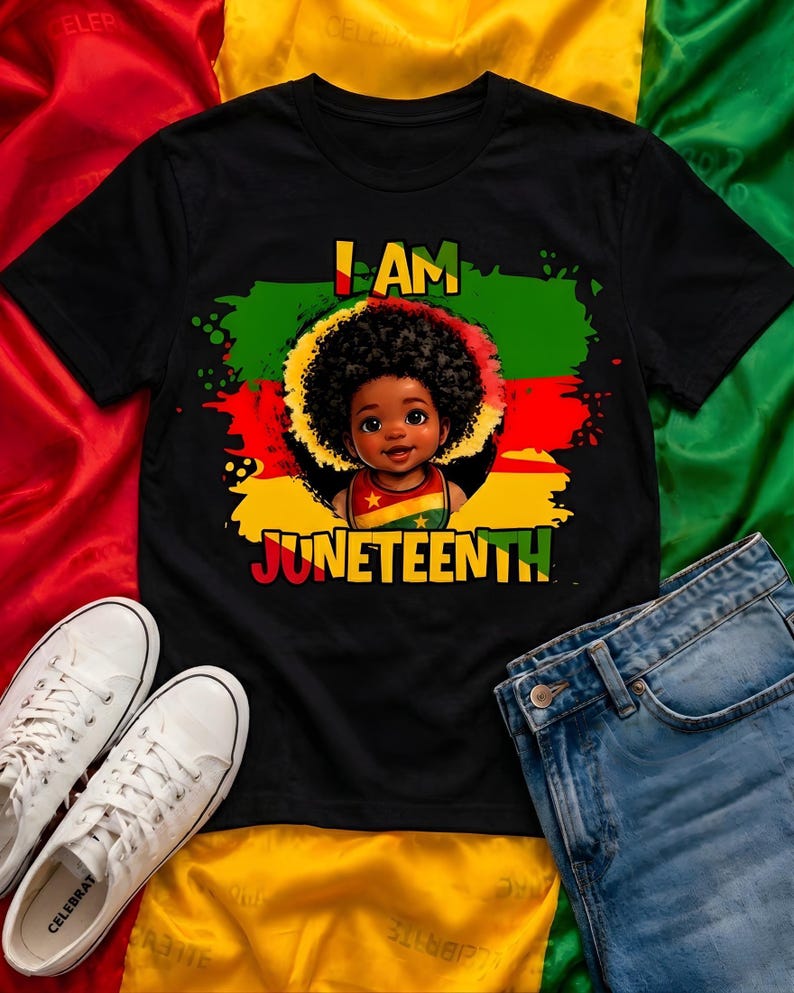 I Am Juneteenth Shirt PNG, Black Baby Afro Tee, Freedom Day Shirt, African American Art Tee, Black History Shirt, Juneteenth Gift for Kids