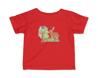 Bunny in Spring Meadow Infant Tee | Baby Rabbit, Butterflies, Flower Tree