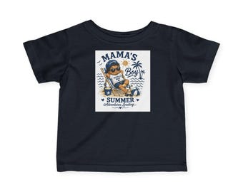 Mama's Boy Surfing Bear Infant Tee | Summer Beach Graphic