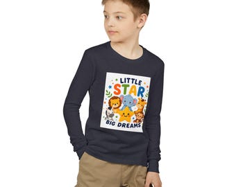 Little Star Big Dreams Youth Long Sleeve Tee | Cute Animal Nursery Graphic