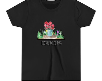 Krokus Floral Illustration Youth Tee | Potted Flowers, Watercolor Garden