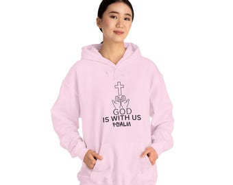 God Is With Us hoodie | Psalm cross and praying hands religious sweatshirt