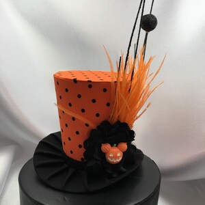 Ready to Ship Sale Halloween Orange Black Polka Dot Mini Top Hat-Great for Birthday Parties, Halloween Costume, Photo Prop image 5