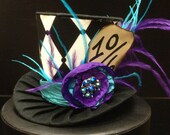 Purple and Blue Mad Hatter Mini Top Hat. Great for Birthday Parties, Tea Parties, Photo Prop, Girls Night Out and Much More...