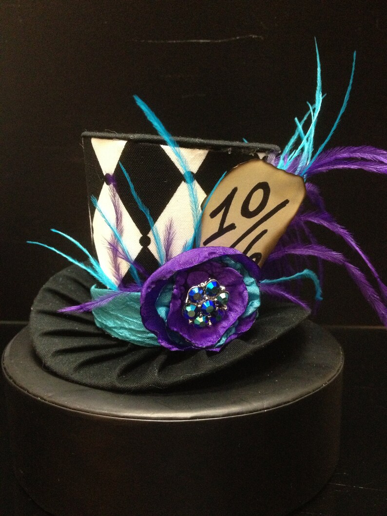 Purple and Blue Mad Hatter Mini Top Hat. Great for Birthday Parties, Tea Parties, Photo Prop, Girls Night Out and Much More... 