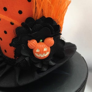 Ready to Ship Sale Halloween Orange Black Polka Dot Mini Top Hat-Great for Birthday Parties, Halloween Costume, Photo Prop image 4