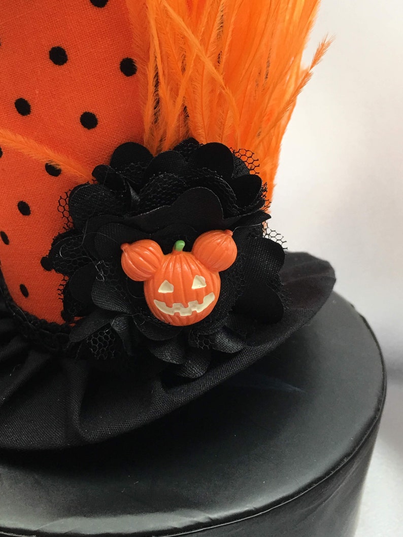 Ready to Ship Sale Halloween Orange Black Polka Dot Mini Top Hat-Great for Birthday Parties, Halloween Costume, Photo Prop image 4