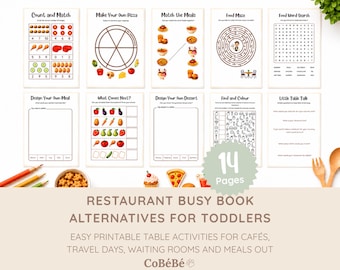 Kleinkind beschäftigt Buch Alternative für Restaurants | Druckbare Reisespiele für Kinder | Bildschirmfreie Restaurant Unterhaltung