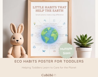 Eco Habits Poster für Kinder Tag der Erde druckbares Montessori Umwelt Poster Kleinkind Lernen Wandkunst Klassenzimmer & Kinderzimmer Druck