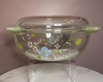 RARE Vintage Pyrex Iwaki Mayflower Blue made in Japan with 683-C lid