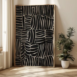 Black and Beige Abstract Wall Art, Neutral Modern Print, Luxury Minimalist Decor, Contemporary Organic Pattern Artwork