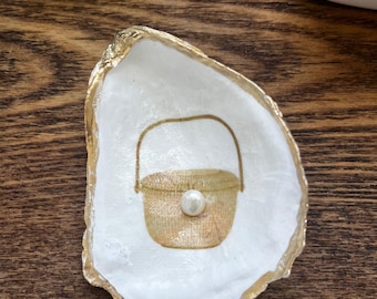 Vide-poche en forme de coquillages et de perles Nantucket Basket | Décor côtier doré doré