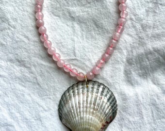 Sanibel Collection:  Pink glass beaded shell necklace