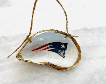 YOUR FAVORITE TEAM hanging oyster shell,  Team ornament