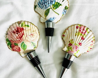 Floral Scallop Shell Bottle Toppers