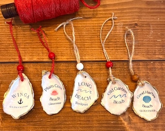 Décoration de coquille d'huître personnalisée « Votre plage préférée », décoration personnalisée