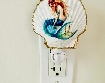 Veilleuse en forme de sirène faite main | Décoration de maison de plage côtière