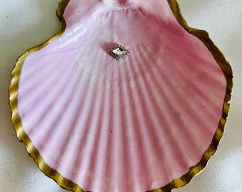 Pink Diamond Shell Trinket Dish: Nautical Jewelry Holder