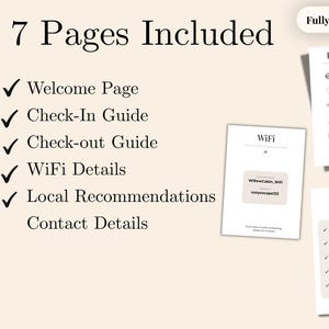 Airbnb Welcome Book Template 7 Pages Included | Editable Canva Host Guide | Vacation Rental Welcome Pack | Instant Download