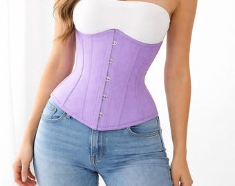 Corsé bajo el busto para mujer, corsé escocés reductor de cintura, corsé tradicional con varillas de acero bajo el busto, disponible en más de 20 colores.