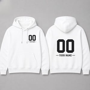 Aangepaste hoodie voor heren met naam en nummer, handgemaakte 100% katoenen trui met capuchon Verkrijgbaar in 4 + kleuren
