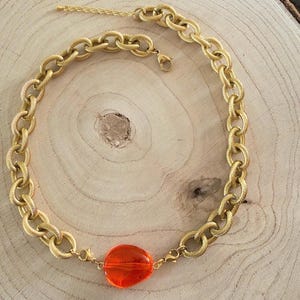 Chunky stainless steel chain necklace with interchangeable charm bead