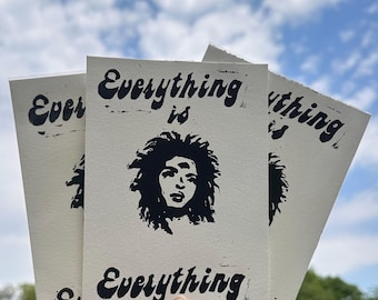 "Todo es todo" Grabado en linóleo inspirado en Lauryn Hill / Arte impreso a mano