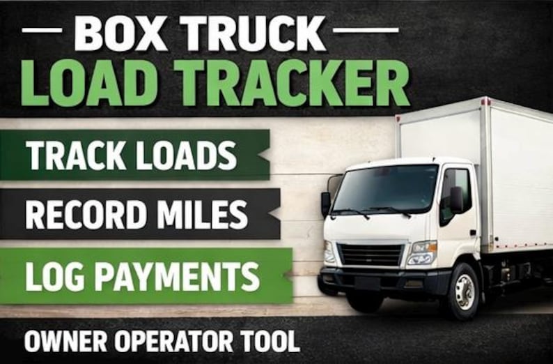 Text Box Lorry Box Truck Load Tracker | Owner Operator Spreadsheet | Trucking Load ...