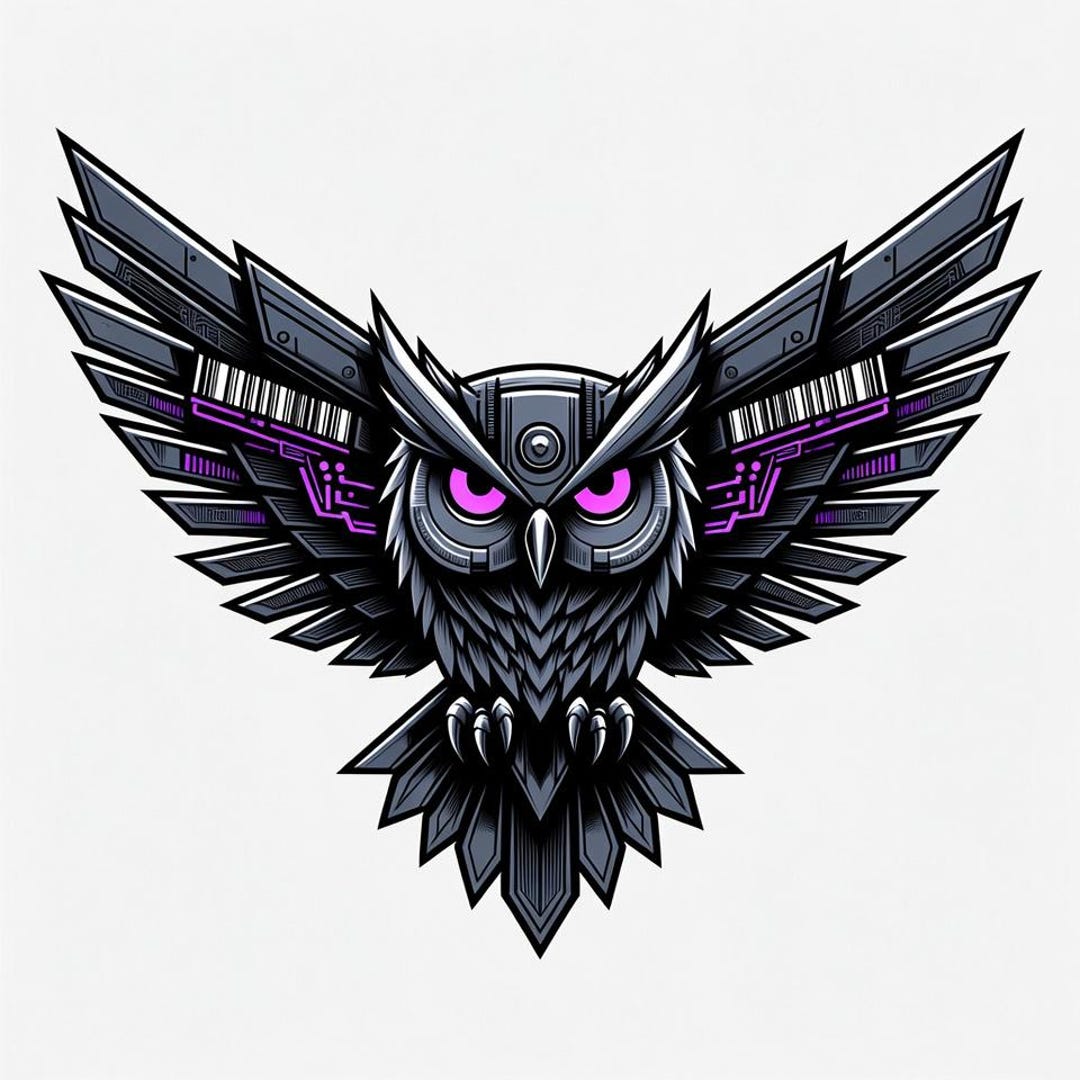 Cyberpunk Owl Digital Design PNG for Streetwear Futuristic Mechanical ...