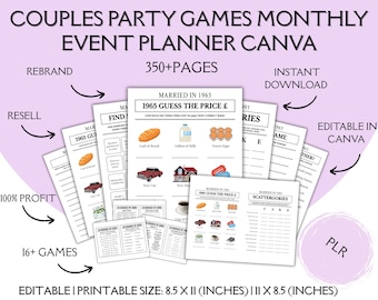 Couples Party Games Canva Template ,Date Night Activities Planner , Monthly Event Planner,Relationship Games Printable,PLR Digital Download
