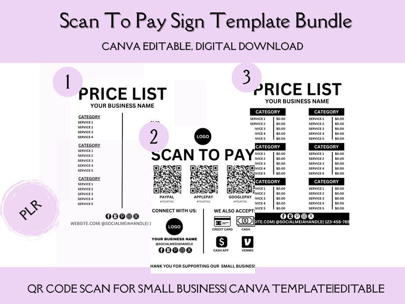 Scan to Pay QR Code Sign Template | Canva Editable Payment Display ...