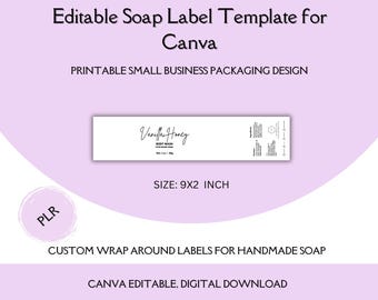 Editable Soap Label Template | Canva Cosmetic Packaging Label | Skincare Product Label Design | Handmade Soap Branding | Digital Download
