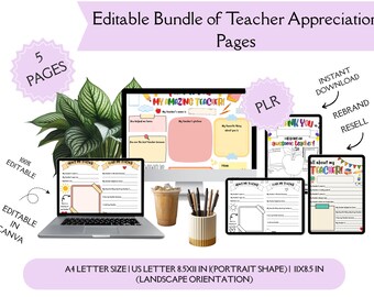 Teacher Appreciation Printable, All About My Teacher End of the School Year Gift for Teacher Survey, Editable template of Week Gift Coloring