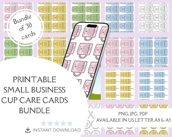 Printable Care Cards Bundle | Cup Care Cards |Tumbler Care Cards |Printable Product Care Instructions | Small Business Insert | downloadable