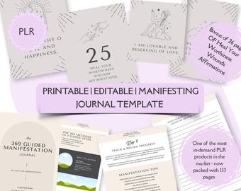 Editable Manifesting Journal Template Printable | Law of Attraction Planner | Manifestation Workbook | Goal Setting & Affirmation Journal |