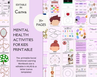 Editable|Printable Mental Health Activities  Bundle for Kids |Social Emotional Learning sheets|Coping Skills| Anxiety\Emotion Regulation PDF
